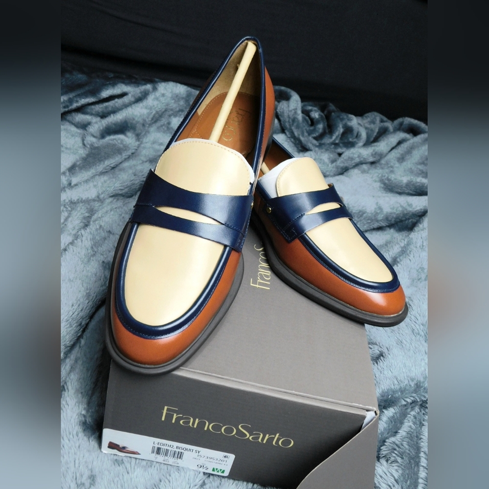 NIB Edith 2 Penny Loafer Size 9.5W in Biscuit Brown Faux Leather by Franco Sarto - Picture 2 of 13